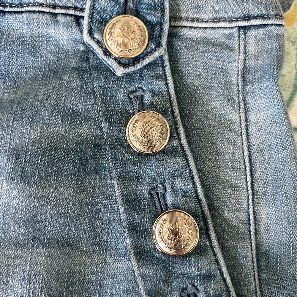 White House Black Market Women's Denim High Rise Shorts with Button Detail - Picture 5 of 7